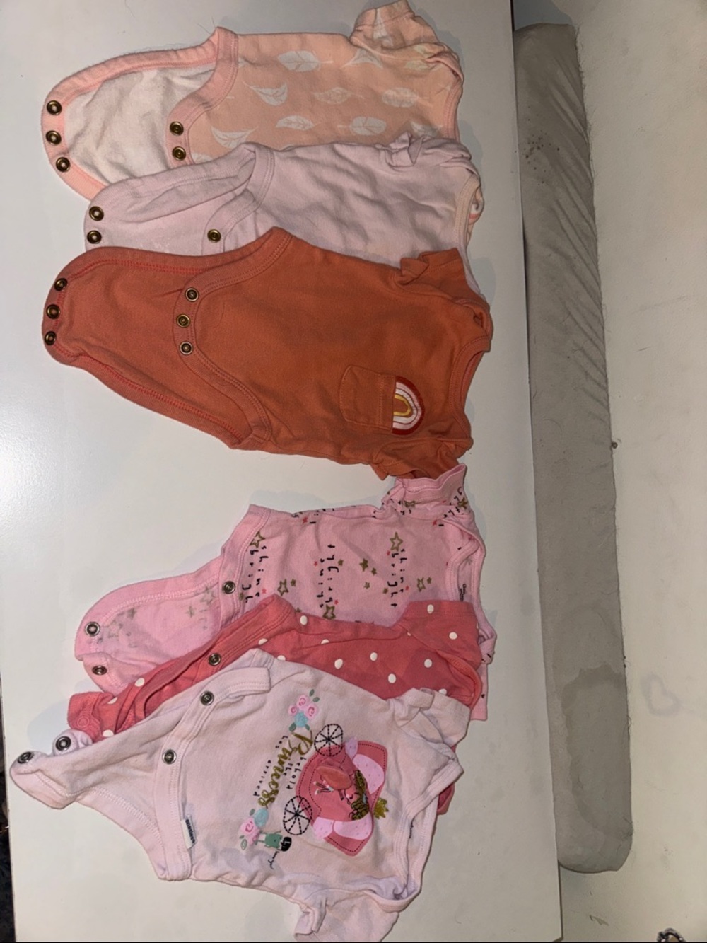 Gerber Baby One-Piece Bodysuits in Coral, Pink, Peach and White Mix